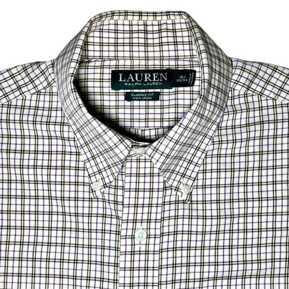 Lauren Ralph Lauren Other - Lauren Ralph Lauren Plaid Shirt in Cream/Black/Purple Men’s 15 1/2-32/33